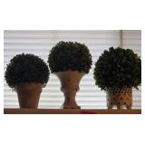 J2 - THREE FAUX TOPIARY PLANTS IN POTS (K13)