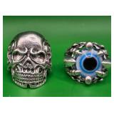 696 - TWO COSTUME JEWELRY RINGS SIZE 7/9 (Z15)