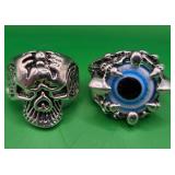 696 - TWO COSTUME JEWELRY RINGS SIZE 8/9 (Z2)