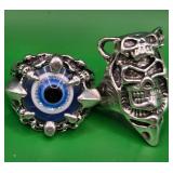 696 - TWO COSTUME JEWELRY RINGS SIZE 7/9 (Z16)