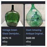 J4 - VINTAGE GREEN GLASS DECOR SET (K15)