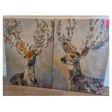 J4 - FLORAL DEER CANVAS ART SET (A54)