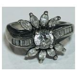 STERLING SILVER SIZE 5 CZ RING 3.8 GRS