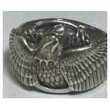 STERLING SILVER SIZE 9 EAGLE RING 19 GRS