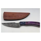 DAMASCUS HUNTING KNIFE WITH SHEATH