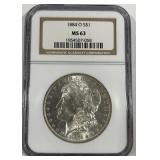 1884-O MORGAN SILVER DOLLAR MS63
