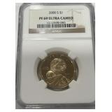 2000 1DOLLAR  PF69 ULTRA CAMEO