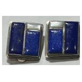 STERLING SILVER LAPIS LAZULI EARRINGS 11.80GRS