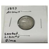 1853 SILVER DIME