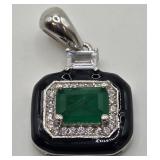 .925 STERLING SILVER PENDANT W/EMERALD (#12)