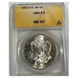 1881-S MORGAN SILVER DOLLAR MS62