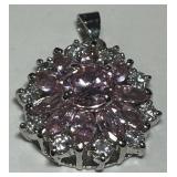 STERLING SILVER PINK/CZ PENDANT 8.70GRS