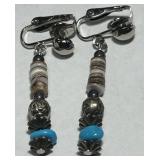 STERLING SILVER TURQUOISE EARRINGS 4.1 GRS