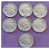 443 - SEVEN COLLECTIBLE BUFFALO NICKELS (d9)
