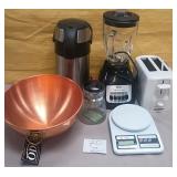 11 - BLENDER, TOASTER, FOOD SCALE, COPPER BOWL