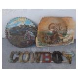503 - THREE PIECES WESTERN-THEME WALL DECOR