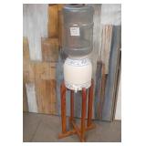 11 - STONEWARE WATER COOLER WITH WOODEN STAND