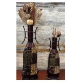 11 - TWO TRIBAL-PRINT DECORATIVE VASES