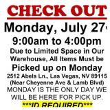 AUCTION PICK UP DAY & HOURS