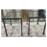 520 - TWO METAL & GLASS SIDE TABLES
