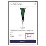 N2 - SET OF SIX GREEN TOASTING FLUTES (K65)