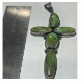 STERLING SILVER TURQUOISE CROSS PENDANT 22.20GRS