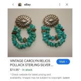 STERLING SILVER TURQOUISE EARRINGS 10.30GRS