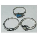 3 A LARGE STERLING SILVER RINGS 3.40GRS