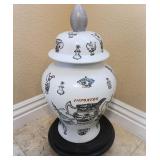 S2 - CERAMIC GINGER JAR WITH STAND 21'T (K43)