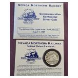 S - NEVADA NORTHERN RAILWAY SILVER COIN (B12)
