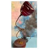 11 - VINTAGE TABLE LAMP WITH ART GLASS SHADE (M43)