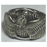 STERLING SILVER SIZE 9 EAGLE RING 19 GRS