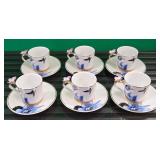 11 - SIX COFFEE ME CUPS & SAUCERS (B111)