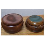 S1 - TWO WOOD & STONE TRINKET BOXES (E87)