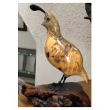 S1 - CARVED WOOD QUAIL SIGNED 7.5'T (L81)