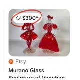 N1 - TWO MURANO GLASS DANCER FIGURINES (B65)