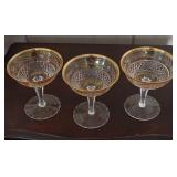 N1 - THREE PIECES VINTAGE GOLD-RIMMED STEMWARE