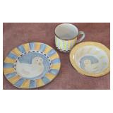 N1 - MacKENZIE CHILDS THREE-PIECE CHILD DISH SET