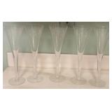 N1 - FIVE VINTAGE CRYSTAL FLUTES (K39)
