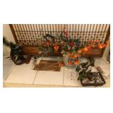 J1 - FAUX FLOWERS, BONSAI TREE, BAMBOO MAT (L60)