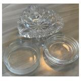 J1 - THREE VINTAGE GLASS ASHTRAYS (D32)