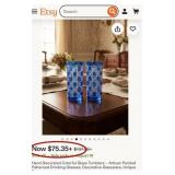 J1 - TEN COBALT BLUE CUT-TO-CLEAR TUMBLERS (L68)