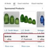 J1 - VINTAGE GREEN GLASS CANISTERS (K35)