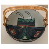 J1 - CERAMIC & BAMBOO BASKET DISH (B7)