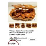 J1 - WOODEN FRUIT BOWL CENTERPIECE & POTS (G29)