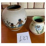 M - TWO POTTERY VASES (L27)