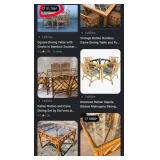M - BAMBOO & GLASS TABLE WITH FOUR CHAIRS (E38)