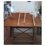 M - WORK TABLE, TWO ADJUSTABLE LAMPS (O22)