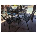 M - PATIO TABLE, FOUR CHAIRS, COLLECTIBLES