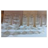 M - MIXED VINTAGE STEMWARE WITH GOLD RIMS (E132)